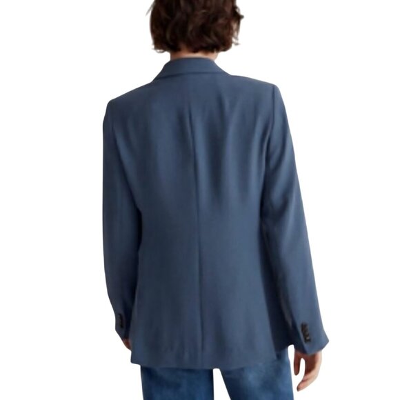 Madewell Rosedale Blazer Crepe Nighttime Blue Double Breasted 2023 Size 8 - Picture 4 of 11